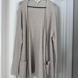 Market & Spruce Light Beige Open-Front Cardigan